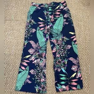 BEACH BREAK FLORAL BEACH COVERUP PANTS NAVY